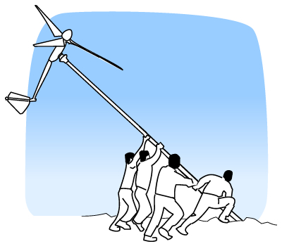 How are wind turbines installed